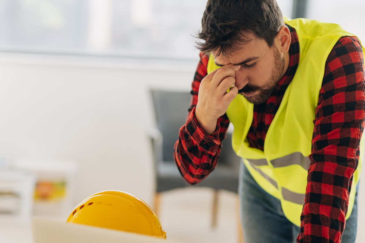 stressed tradesperson